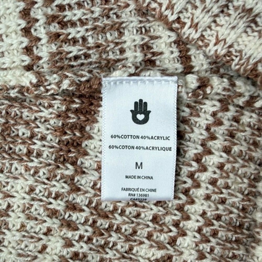 NWT Spiritual Gangster Jordana Wide Leg Space Dye Knit Pants Tan White Sz Medium - Picture 9 of 10